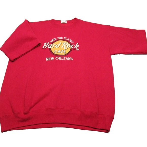 Vintage‎ Hard Rock Cafe New Orleans Sweatshirt Mens XL Red Sturdy Sweats USA - Picture 1 of 10